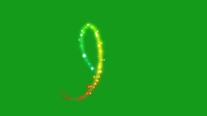 绿色屏幕背景的闪亮粒子运动图形