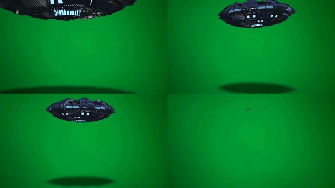 绿色屏幕背景的飞碟运动图形