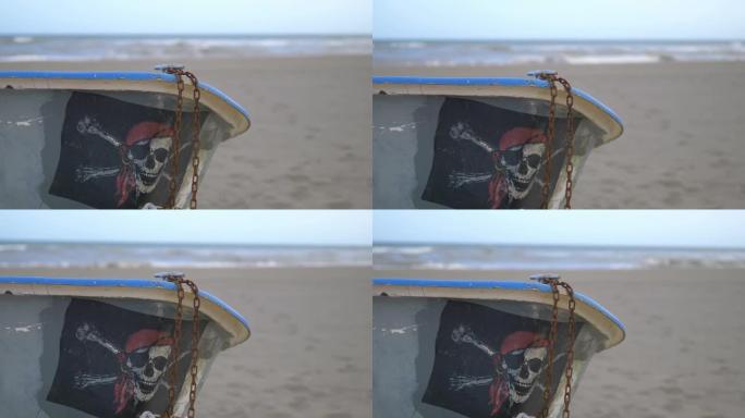 岸上的海盗船，4k慢镜头，每秒60帧