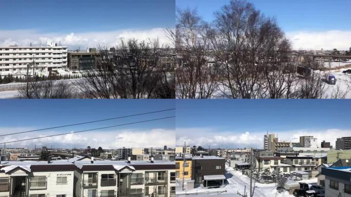 日本札幌火车上的雪景。