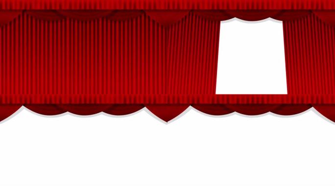 舞台上开启的红色窗帘动画