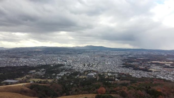 奈良若草山的天际线鸟瞰图