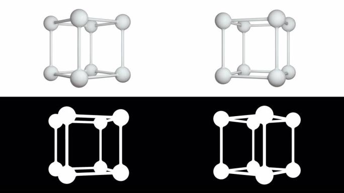 分子网格。连接结构。3d渲染动画