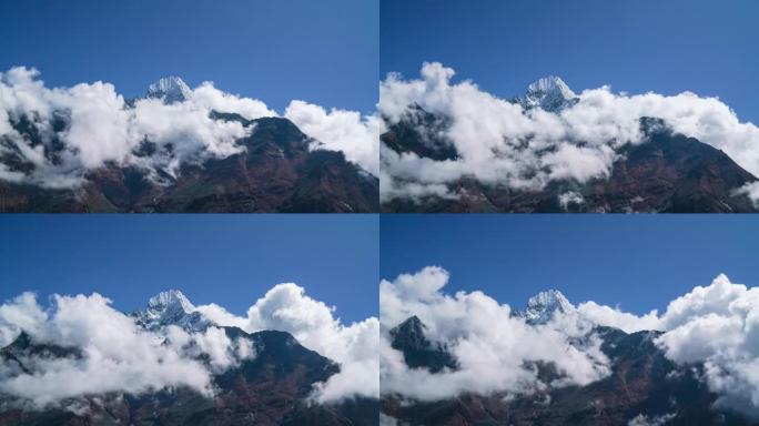 4k的延时镜头，云层在喜马拉雅山脉上方快速移动