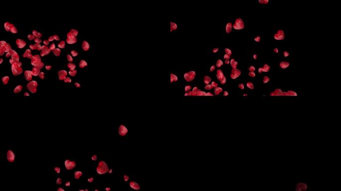 动画3d爱心情人节符号，系列，背景，流量，爆炸4k无缝循环，色键，股票视频