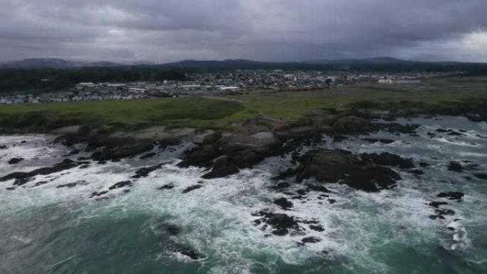 崎岖的海岸线风景布拉格堡加州无人机景观
