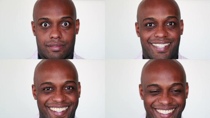 黑人现实生活中的微笑和笑声，非洲混血快乐肖像