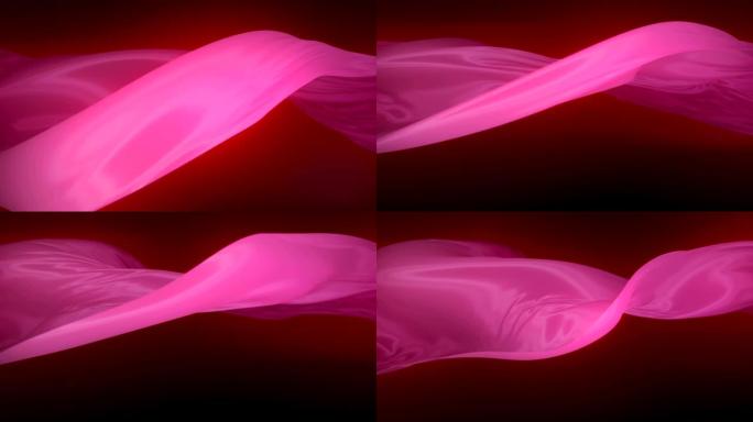 美丽的飞行织物丝带，适合任何目的的伟大设计。粉色闪亮抽象纹理。3d渲染。4K，超高清分辨率
