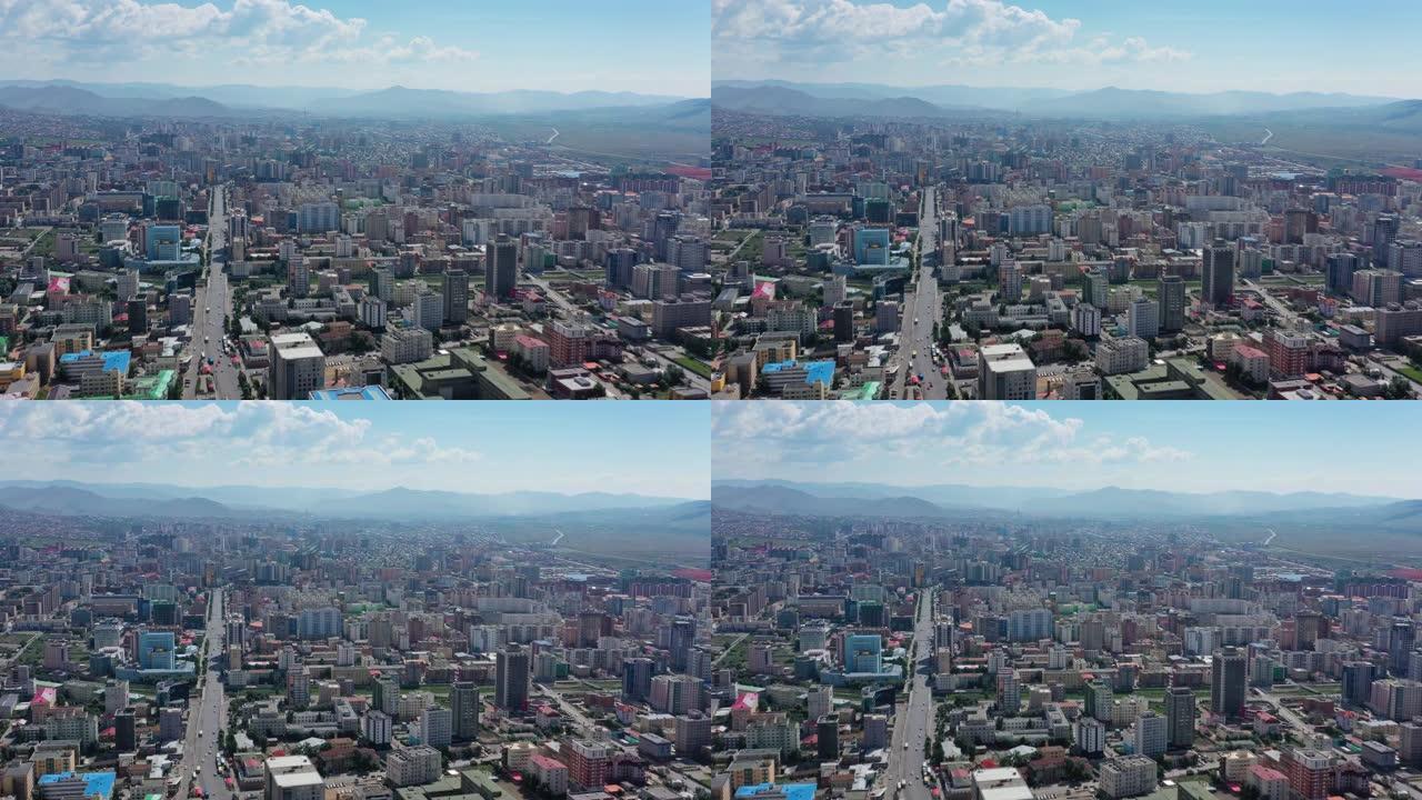 蒙古乌兰巴托市中心鸟瞰图