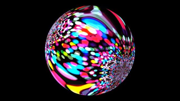 抽象球彩虹颜色滚动看起来像两个孔雀蜘蛛镜反射和移动融合