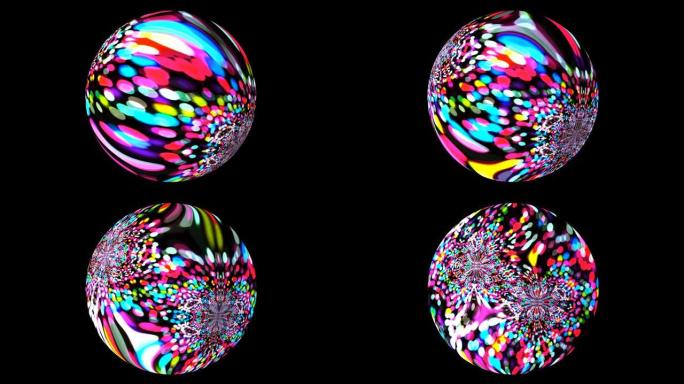 抽象球彩虹颜色滚动看起来像两个孔雀蜘蛛镜反射和移动融合