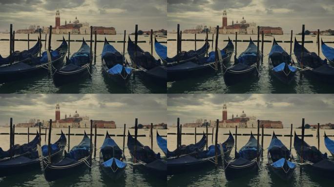 威尼斯阴沉的早晨海上船只