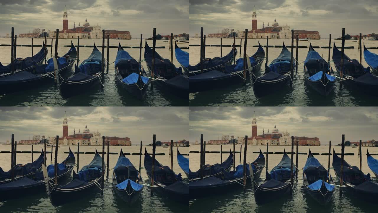 威尼斯阴沉的早晨海上船只
