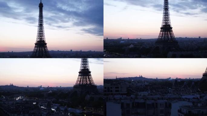空中俯瞰埃菲尔铁塔巴黎4K
