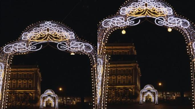 新年街头装饰庆祝城市假期发光魔术