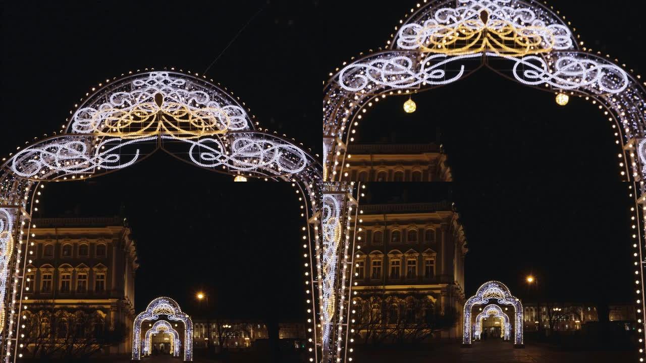 新年街头装饰庆祝城市假期发光魔术