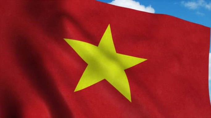 越南国旗在风中飘扬。越南国旗，4K