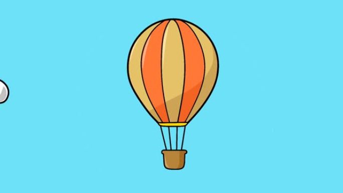 卡通热气球飞越云层的动画视频