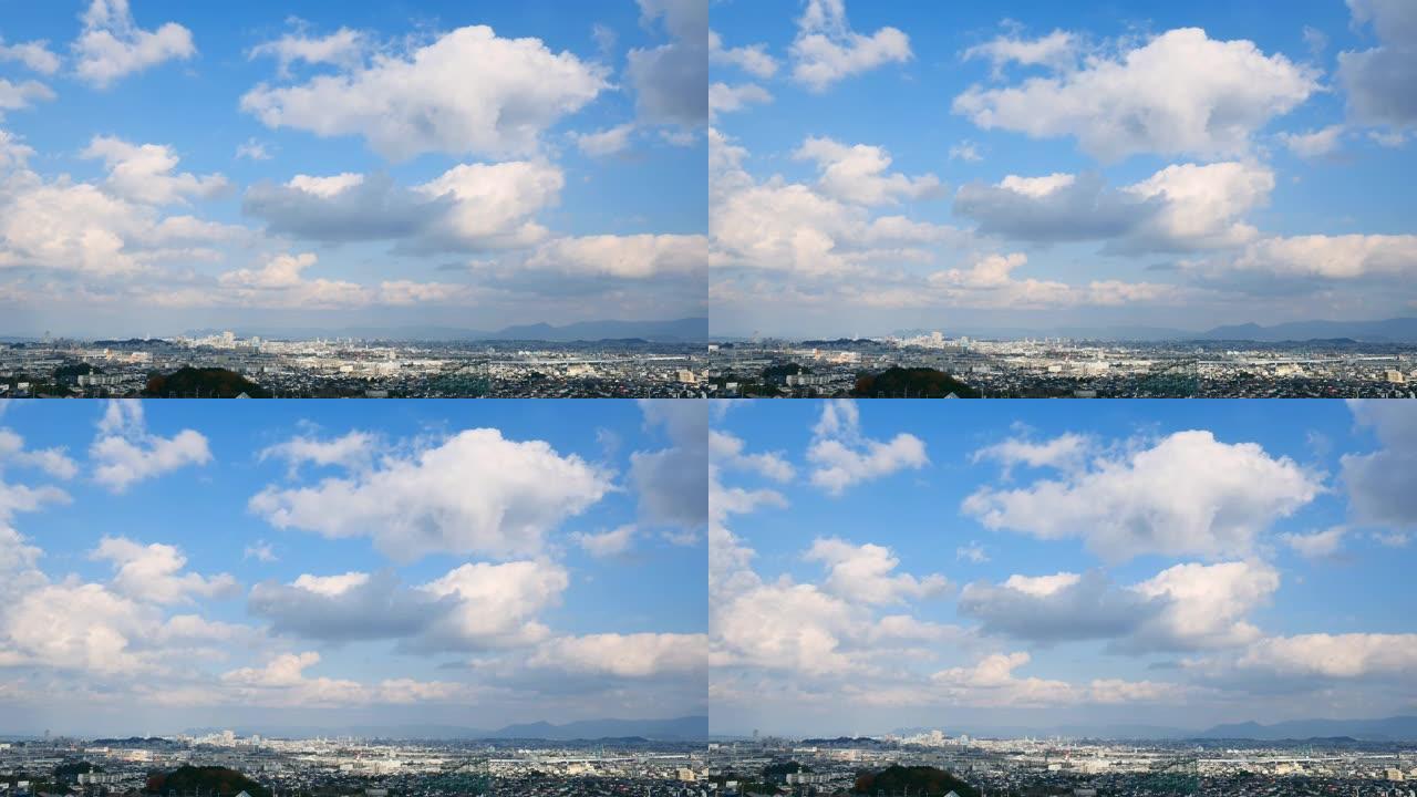日本福冈市景观蓝天白云