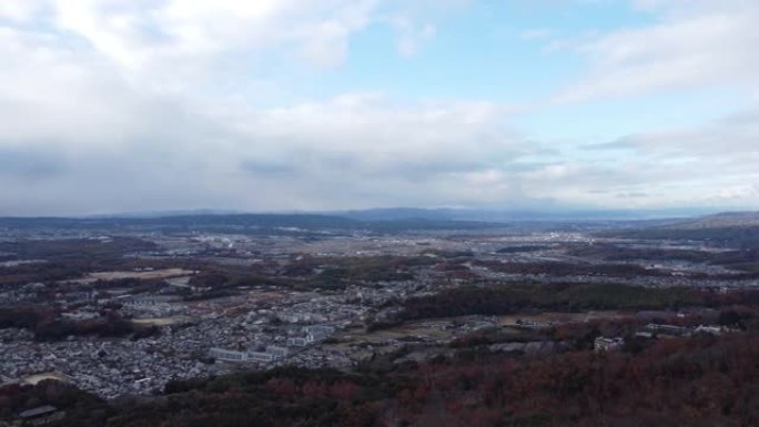 奈良若草山的天际线鸟瞰图