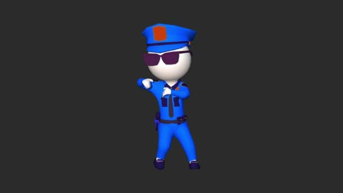 警察在阿尔法频道跳舞江南风格。循环动画