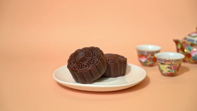 中秋节中国月饼黑巧克力风味