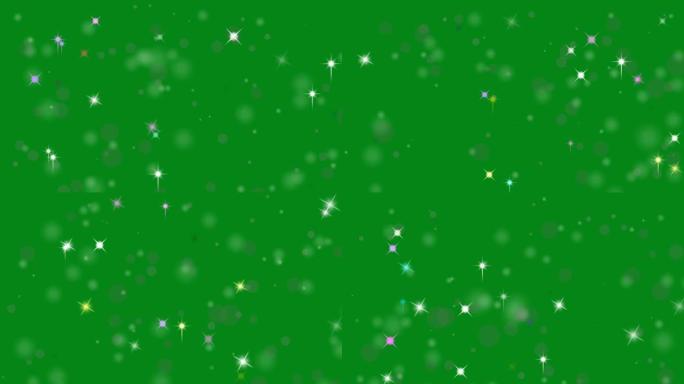 闪亮的星星运动图形与绿屏背景