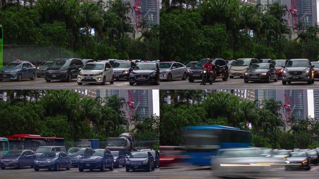 暮光之城新加坡市中心交通街全景延时4k