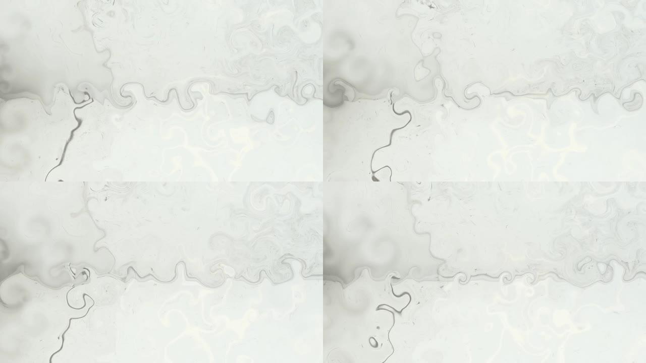 灰色波混合并漂浮在浅色背景上的计算机化动画。运动图形。VJ循环。迪斯科主题。