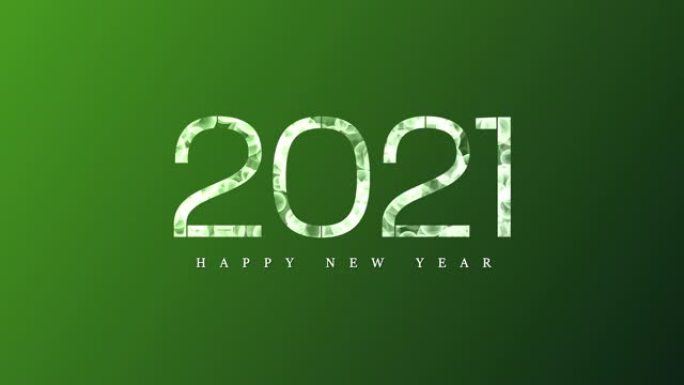 4k绿色Bokeh 2021新年快乐背景