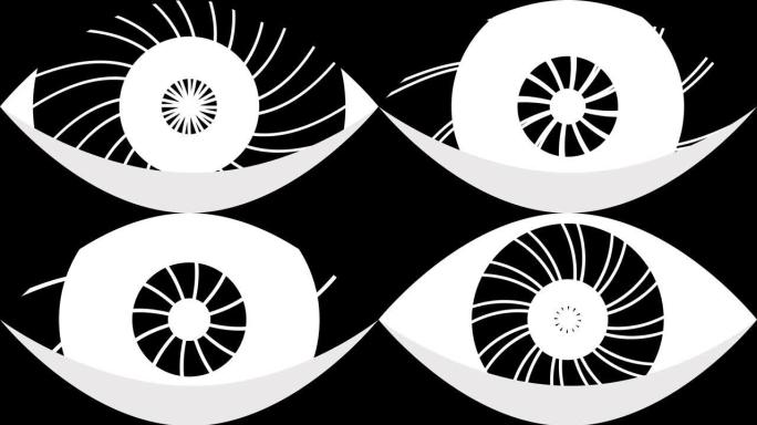 从中心扩展条纹的动画催眠眼形