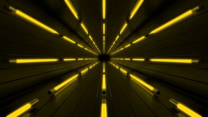 带黄线的数字艺术环路隧道