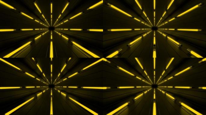 带黄线的数字艺术环路隧道