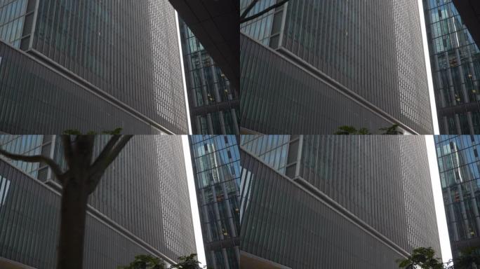 杭州市区现代办公楼前慢动作视图4k中国