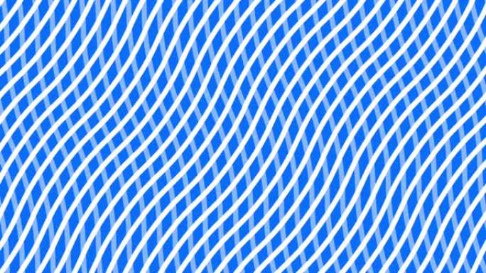 移动在蓝色背景上循环一条简单的白色波浪线