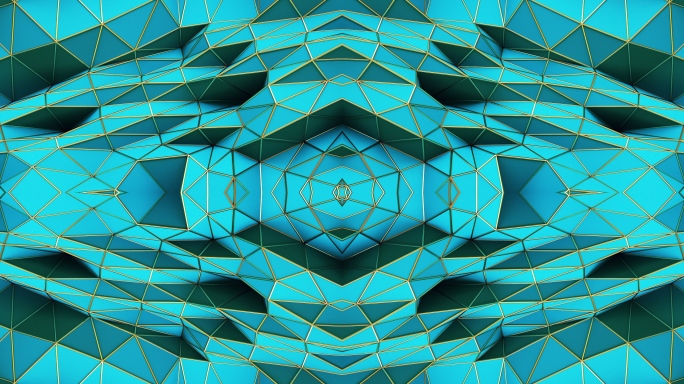 【4K时尚背景】蓝色闪动3D装饰几何图形