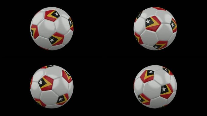 带有旗帜东帝汶的足球，循环，带有alpha的4k