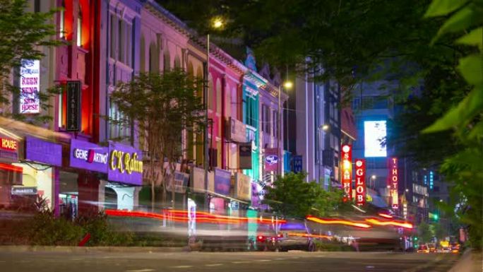 夜间照明吉隆坡城市著名交通街全景4k延时马来西亚