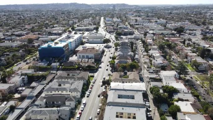 洛杉矶市中心上空的鸟瞰图