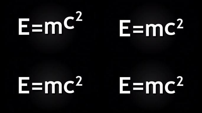 E mc2阿尔伯特·爱因斯坦物理公式在黑色背景上，质能等价