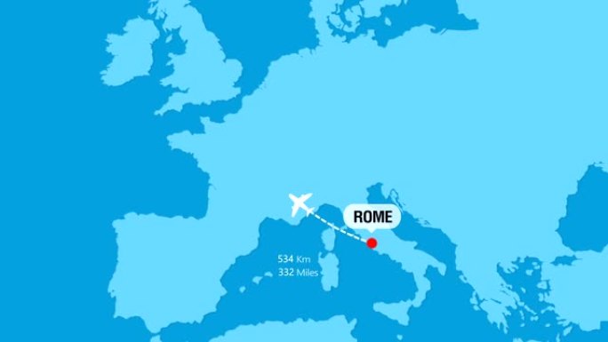 罗马至伦敦的航班旅行路线