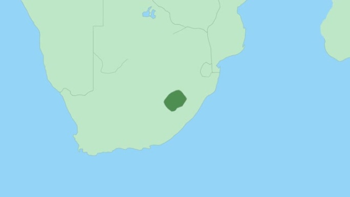 莱索托地图，带有国家首都的图钉。
