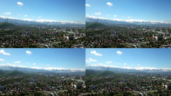 绿色城市与雪山的阿拉木图