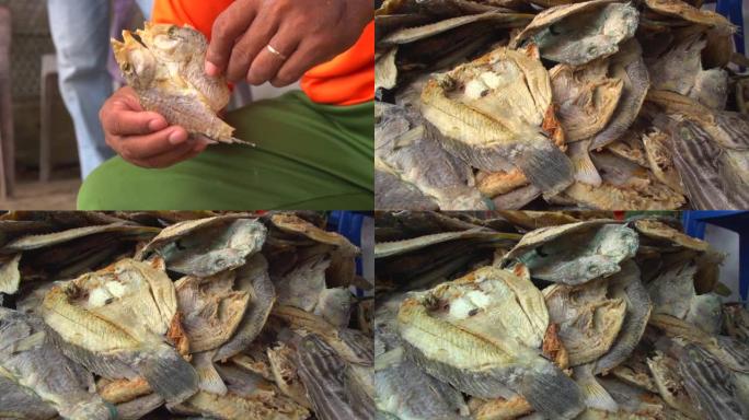 Bajau部落渔民生产的咸鱼干