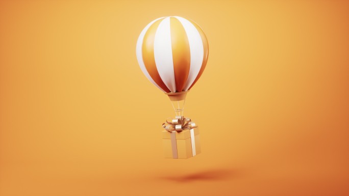 热气球与礼物盒循环动画3D渲染
