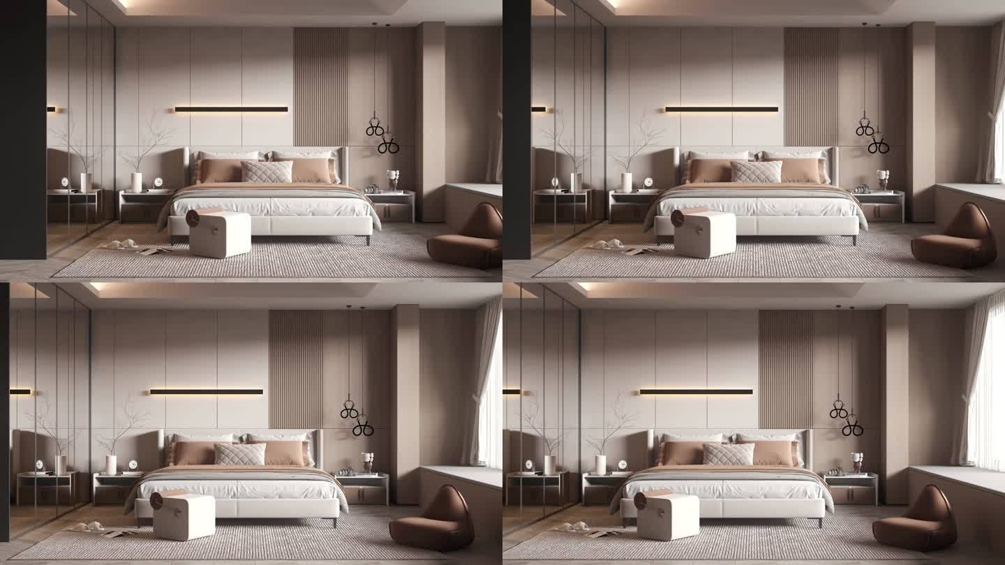 4K 三维动画 精致现代奢华简约卧室