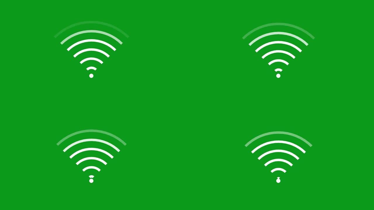 4k技术概念动画白色背景上的Wifi信号图标。