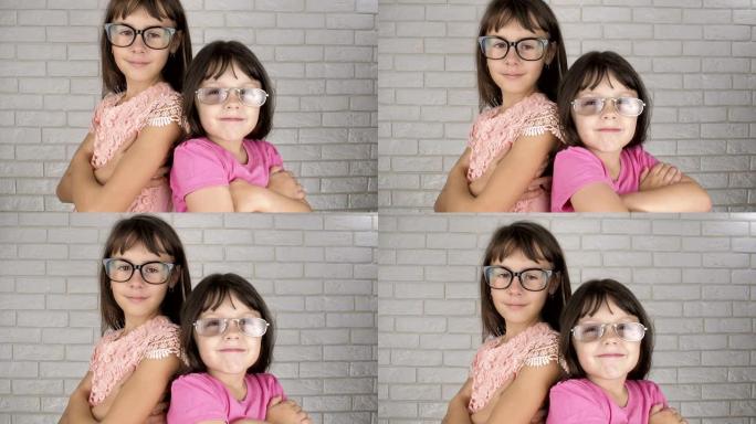 戴眼镜的儿童肖像。