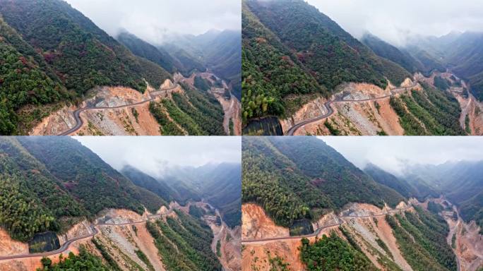 航拍4K盘山公路 蜿蜒山路 山区道路