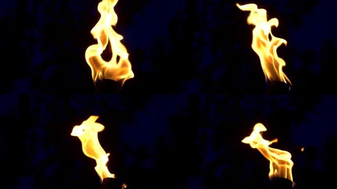 慢动作中黑暗中的火焰180fps